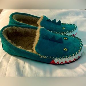 BODEN GREEN SUEDE DINOSAUR SLIPPERS